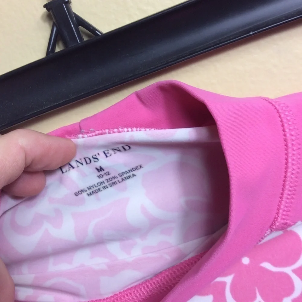 🎈3/$20!  Lands End pink floral rash guard. Medium. 10–12.